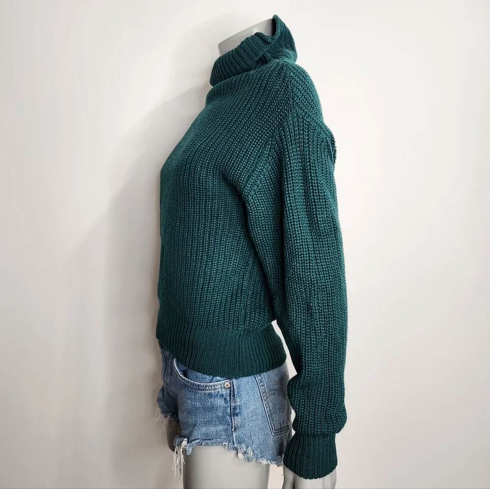 Aritzia Wilfred Montpellier Emerald Green Merino Wool Turtleneck Sweater Sz XXS - Picture 6 of 12